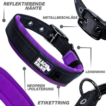 Black Rhino Comfort Halsband, Neopren, gepolstert, Groß, 48-59 cm, lila/schwarz - B-Ware neuwertig
