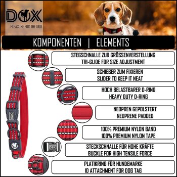 DDOXX Hundehalsband Nylon, reflektierend, verstellbar,...