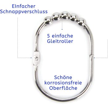 2LB Depot 12 extra große Duschvorhangringe aus...
