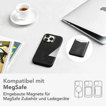 DONBOLSO iPhone 14 Pro Lederhülle mit Magsafe, Vintage Black - B-Ware sehr gut