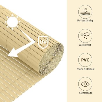Ribelli Sichtschutzmatte, aus PVC, ca. 90 x 500 cm, bambus - B-Ware neuwertig