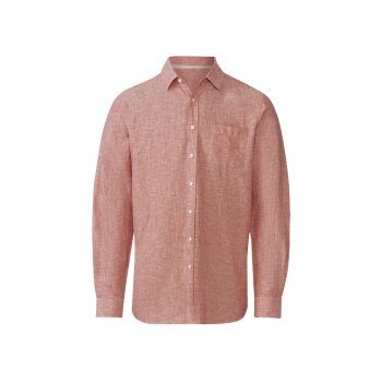 LIVERGY® Herren Hemd, gerade geschnitten mit abgerundetem Saum (rot, L(41/42)) - B-Ware neuwertig