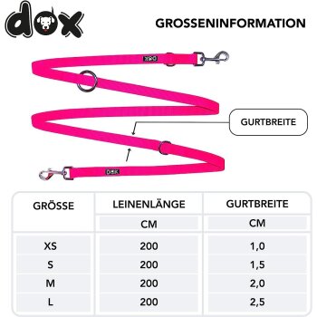 DDOXX Hundeleine Nylon, 3fach verstellbar, 2m | für kleine & große Hunde, XS, Pink - B-Ware sehr gut