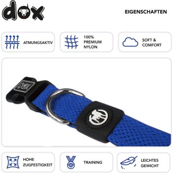 DDOXX Hundehalsband Air Mesh, verstellbar, gepolstert | viele Farben | für kleine & große Hunde Blau, M - B-Ware sehr gut