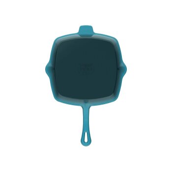ERNESTO® Gusseisen-Grillpfanne, 24,5 x 24,5 cm, gerillt (petrol) - B-Ware Transportschaden Kosmetisch