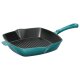 ERNESTO® Gusseisen-Grillpfanne, 24,5 x 24,5 cm, gerillt (petrol) - B-Ware Transportschaden Kosmetisch