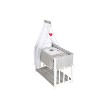 roba 4-in-1 Beistellbett, Wiege, Babybett und Kinderbank, ab der Geburt (Adam & Eule) - B-Ware neuwertig