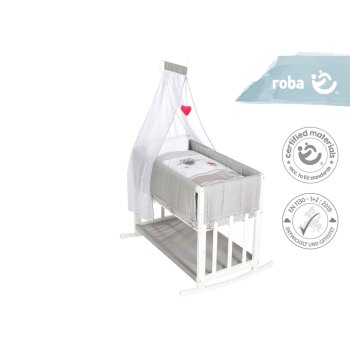 roba 4-in-1 Beistellbett, Wiege, Babybett und Kinderbank, ab der Geburt (Adam & Eule) - B-Ware neuwertig