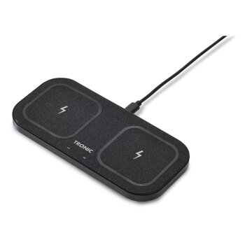 TRONIC® Ladepad QI Dual, mit Metallrahmen, inkl. 30 W Netzteil (Schwarz) - B-Ware neuwertig