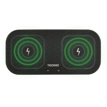 TRONIC® Ladepad QI Dual, mit Metallrahmen, inkl. 30 W Netzteil (Schwarz) - B-Ware neuwertig