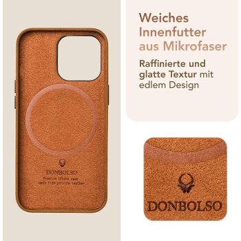 DONBOLSO iPhone 14 Pro Lederhülle, braun - B-Ware Transportschaden Kosmetisch