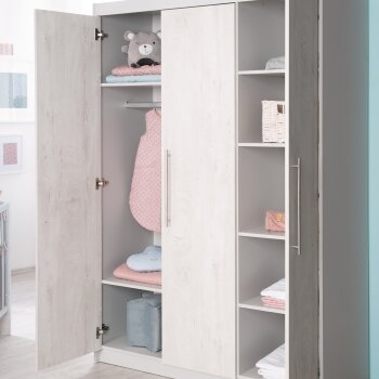 roba Kleiderschrank Maren 2, 3-türig, Lichtgrau/weiß - B-Ware sehr gut