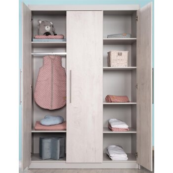roba Kleiderschrank Maren 2, 3-türig, Lichtgrau/weiß - B-Ware sehr gut