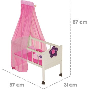 roba Happy Fee Puppenbett, inkl. Zubehör, natur/pink...