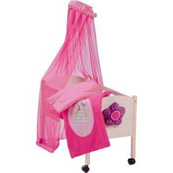 roba Happy Fee Puppenbett, inkl. Zubehör, natur/pink - B-Ware neuwertig