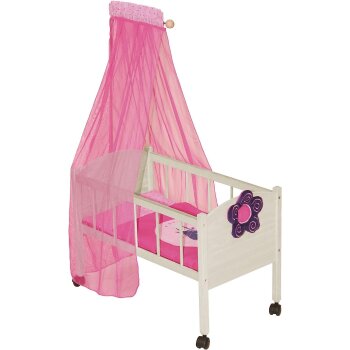 roba Happy Fee Puppenbett, inkl. Zubehör, natur/pink - B-Ware neuwertig
