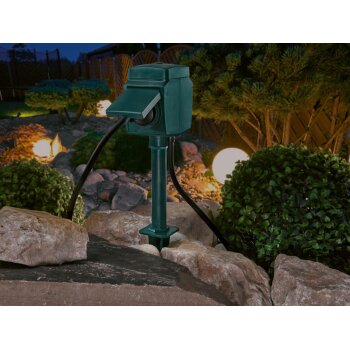 SILVERCREST® Zigbee 3.0 Smart Home Outdoor 2-Wege-Steckdose mit Erdspieß - B-Ware neuwertig