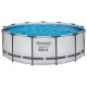 Bestway Frame Pool mit Filterpumpe Steel Pro MAX™, Ø 396 x 122 cm, Hellgrau, Rund - B-Ware neuwertig