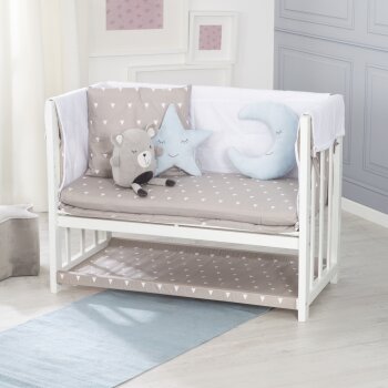 roba Stuben- & Beistellbett Indibär 4 in 1, Babybett, Wiege & Kinderbank, weiß - B-Ware neuwertig
