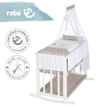 roba Stuben- & Beistellbett Indibär 4 in 1, Babybett, Wiege & Kinderbank, weiß - B-Ware neuwertig