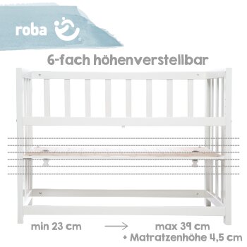 roba Stuben- & Beistellbett Indibär 4 in 1, Babybett, Wiege & Kinderbank, weiß - B-Ware neuwertig