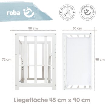 roba Stuben- & Beistellbett Indibär 4 in 1, Babybett, Wiege & Kinderbank, weiß - B-Ware neuwertig