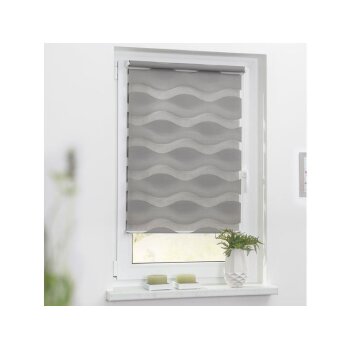 Lichtblick Duo Rollo Welle Doppelrollo Klemmfix 70 x 150 cm grau - B-Ware neuwertig