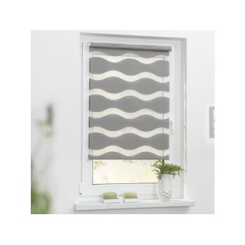 Lichtblick Duo Rollo Welle Doppelrollo Klemmfix 70 x 150 cm grau - B-Ware neuwertig