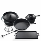 Ribelli 7-teilig BBQ Dutch Oven, Schwarz, massives Gusseisen mit Zubehör, Feuertopf+Deckel+Griff +Füße für Gulasch - B-Ware sonstiges