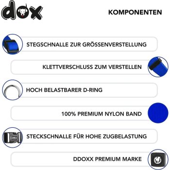 DDOXX Hundegeschirr Nylon, Step-In, Verstellbar, Blau, S...