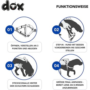 DDOXX Hundegeschirr Nylon, Step-In, Verstellbar, Blau, S - B-Ware sehr gut