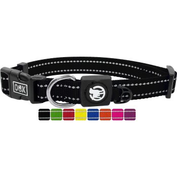 DDOXX Reflektierendes Hundehalsband aus Nylon, S, schwarz...