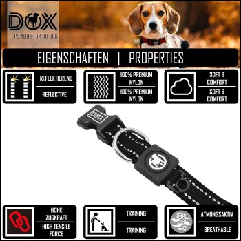 DDOXX Reflektierendes Hundehalsband aus Nylon, S, schwarz - B-Ware neuwertig