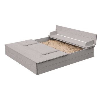roba Sandkasten, mit Deckel ,aufklappbar zu 2 Bänken, Holz grau lasiert - B-Ware sehr gut