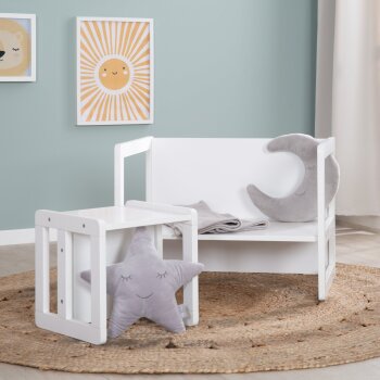 roba Kindersitzgruppe 3in1- Wendehocker & Tisch, zu Kinderbank umwandelbar, Weiß - B-Ware sehr gut