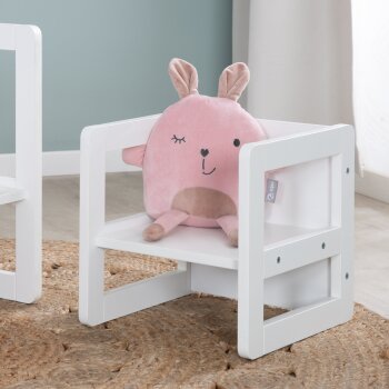 roba Kindersitzgruppe 3in1- Wendehocker & Tisch, zu Kinderbank umwandelbar, Weiß - B-Ware sehr gut