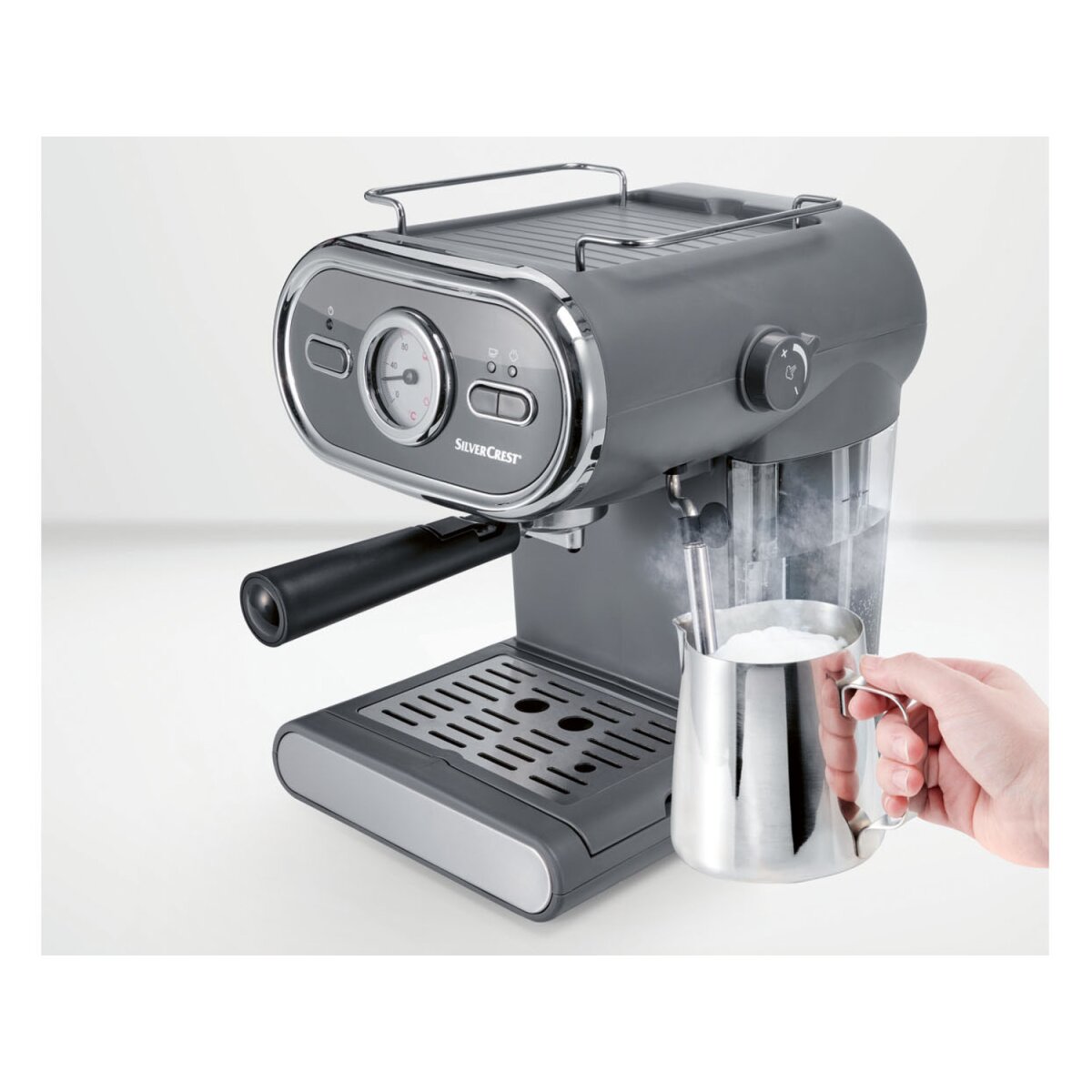 SILVERCREST® KITCHEN TOOLS Espressomaschine/Siebträger Pastell anthrazit SEM  1100 D3 - B-Ware neuwer, 49,99 €