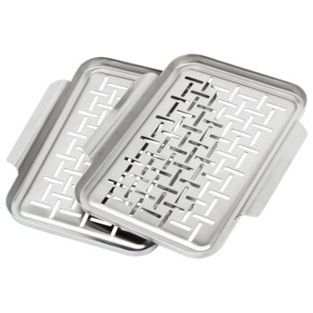 GRILLMEISTER Grillplatten, aus rostfreiem Edelstahl (Grillplatte klein 2er) - B-Ware neuwertig