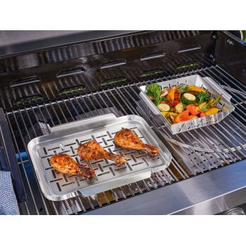 GRILLMEISTER Grillplatten, aus rostfreiem Edelstahl (Grillplatte klein 2er) - B-Ware neuwertig