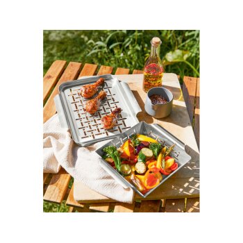 GRILLMEISTER Grillplatten, aus rostfreiem Edelstahl (Grillplatte klein 2er) - B-Ware neuwertig