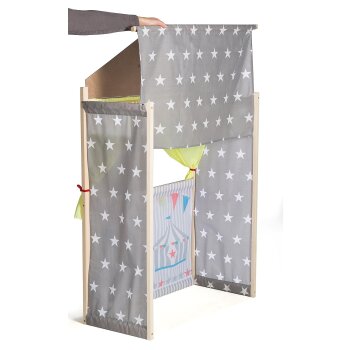 roba Kasperletheater, großes Puppentheater aus Holz, Kaspertheater freistehend mit Stoffbespannung - B-Ware sehr gut