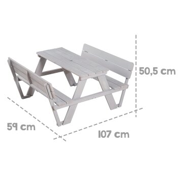roba Kinder Outdoor+ Sitzgruppe Picknick mit Rückenlehnen - Kindersitzgruppe mit 4 Plätzen -  aus wetterfestem Holz - Grau - B-Ware sehr gut