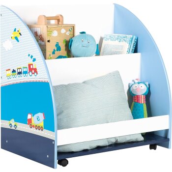 roba Kinder-Regal Rennfahrer,  für Spielzeug- & Bücher, blau/weiß - B-Ware neuwertig