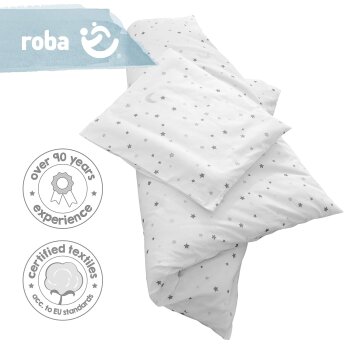 roba Sternenzauber Baby-Bettwäsche-Set, 80 x 80 cm, grau - B-Ware neuwertig