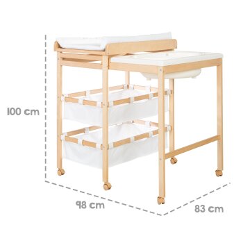 roba Bade-Wickel-Kombi Baby Pool, ausziehbar, Holz natur - B-Ware neuwertig