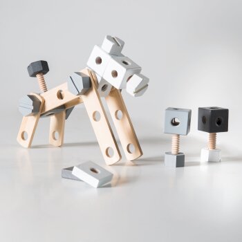 roba Holzbaukasten für Kinder, Baukasten-Set 48-tlg, Holz-Werkzeugkiste, Spielzeug ab 3 Jahren - B-Ware neuwertig