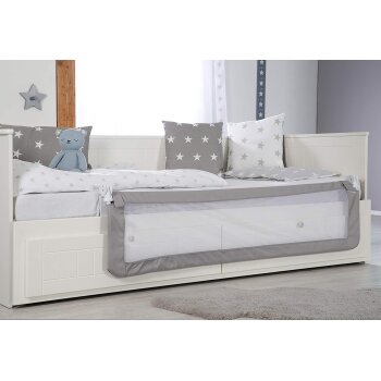 roba Bettschutzgitter Klipp-Klapp 150 cm - Rausfallschutz klappbar für Babys & Kinder - Schutzgitter für Kinderbetten - 50 cm hoch - Grau - B-Ware sehr gut