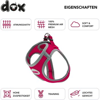 DDOXX Brustgeschirr Air Mesh, Step-In, reflektierend | viele Farben | für kleine, mittlere & mittelgroße Hunde | Pink, XS - B-Ware sehr gut