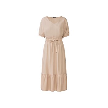 esmara® Damen Midi-Kleid mit Volant (beige, 36) - B-Ware sehr gut