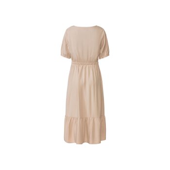 esmara® Damen Midi-Kleid mit Volant (beige, 36) - B-Ware sehr gut